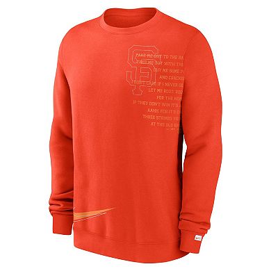 Men's Nike Orange San Francisco Giants Statement Ball Game Fleece Pullover Sweatshirt