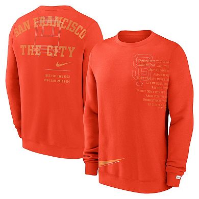Men's Nike Orange San Francisco Giants Statement Ball Game Fleece Pullover Sweatshirt