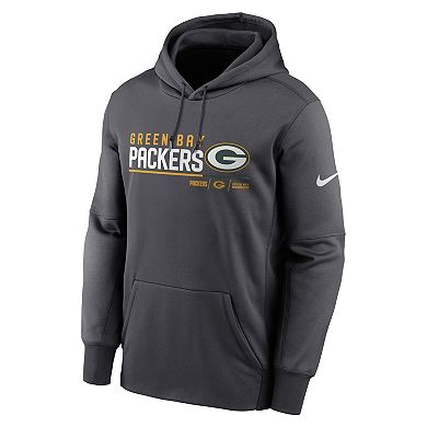 Men's Nike Anthracite Green Bay Packers Prime Logo Name Split Pullover Hoodie