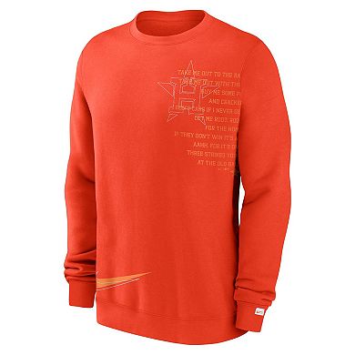 Men's Nike Orange Houston Astros Statement Ball Game Fleece Pullover Sweatshirt