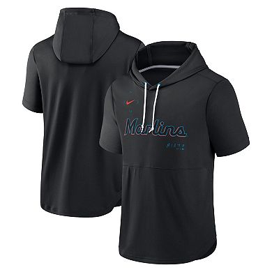 Men's Nike Black Miami Marlins Springer Short Sleeve Team Pullover Hoodie
