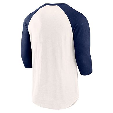 Men's Fanatics Branded White/Navy Boston Red Sox Backdoor Slider Raglan 3/4-Sleeve T-Shirt