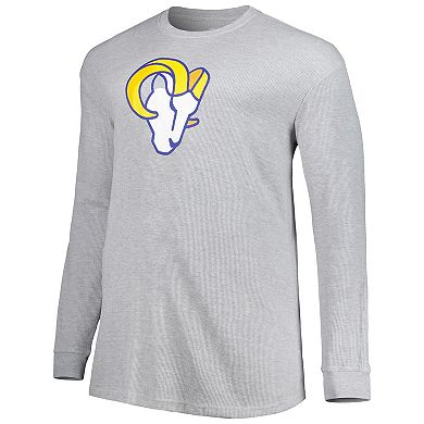 Men's Heather Gray Los Angeles Rams Big & Tall Waffle-Knit Thermal Long Sleeve T-Shirt