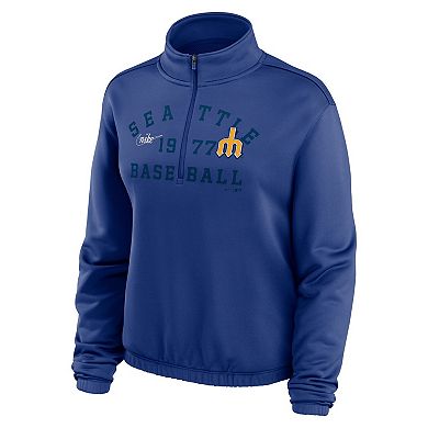 Women's Nike Royal Seattle Mariners Rewind Splice Half-Zip Sweatshirt