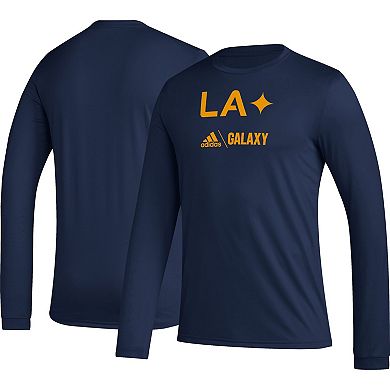 Men's adidas Navy LA Galaxy Icon Long Sleeve T-Shirt