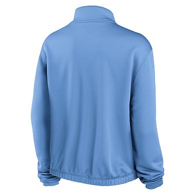 Women's Nike Light Blue Minnesota Twins Rewind Splice Half-Zip Semi-Cropped Bubble Hem Sweatshirt