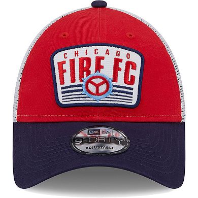 Men's New Era Red/Navy Chicago Fire Patch 9FORTY Trucker Snapback Hat