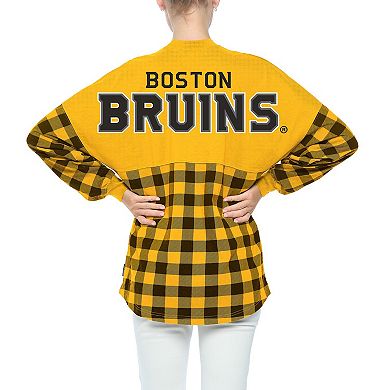 Women's Fanatics Branded Gold Boston Bruins Buffalo Check Long Sleeve T-Shirt
