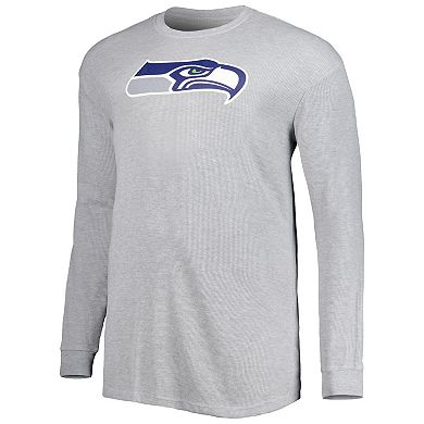 Men's Heather Gray Seattle Seahawks Big & Tall Waffle-Knit Thermal Long Sleeve T-Shirt