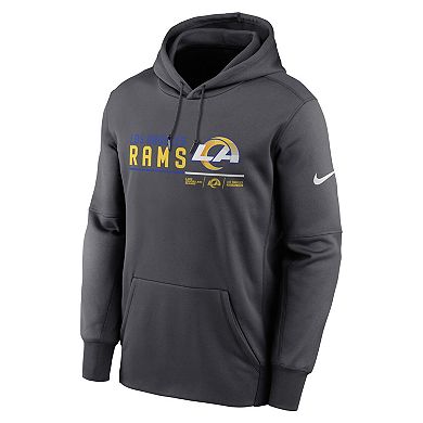 Men's Nike Anthracite Los Angeles Rams Prime Logo Name Split Pullover Hoodie