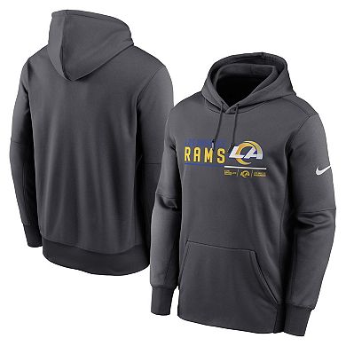 Men's Nike Anthracite Los Angeles Rams Prime Logo Name Split Pullover Hoodie