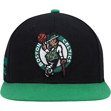Men's Mitchell & Ness Black/Green Boston Celtics Side Core 2.0 Snapback Hat