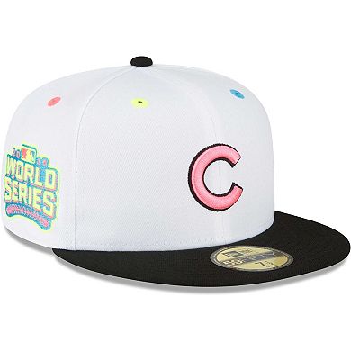 Men's New Era White Chicago Cubs Neon Eye 59FIFTY Fitted Hat