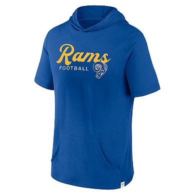 Men's Fanatics Branded Royal Los Angeles Rams Offensive Strategy Short Sleeve Pullover Hoodie