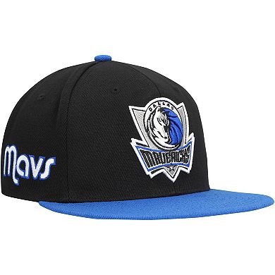 Men's Mitchell & Ness Black/Royal Dallas Mavericks Side Core 2.0 Snapback Hat