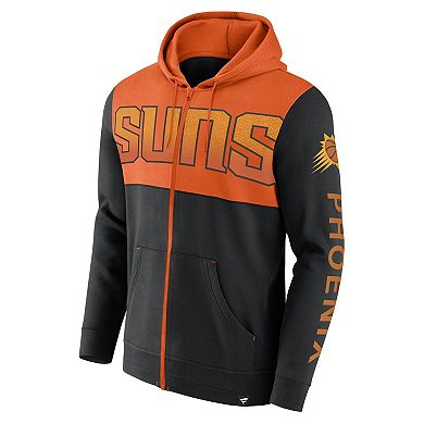 Men's Fanatics Branded Black/Orange Phoenix Suns Skyhook Colorblock Full-Zip Hoodie
