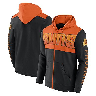 Men's Fanatics Branded Black/Orange Phoenix Suns Skyhook Colorblock Full-Zip Hoodie