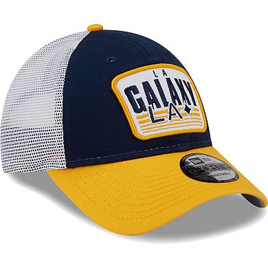 Men's New Era Navy/Gold LA Galaxy Patch 9FORTY Trucker Snapback Hat