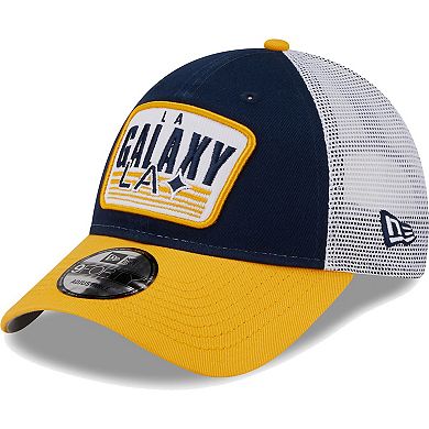 Men's New Era Navy/Gold LA Galaxy Patch 9FORTY Trucker Snapback Hat