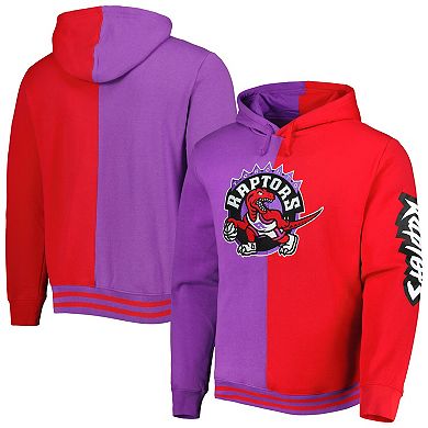 Men's Mitchell & Ness Purple/Red Toronto Raptors Big & Tall Hardwood Classics Split Pullover Hoodie