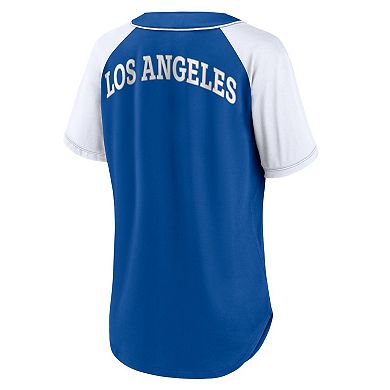 Women's Fanatics Branded Royal Los Angeles Dodgers Bunt Raglan V-Neck T-Shirt