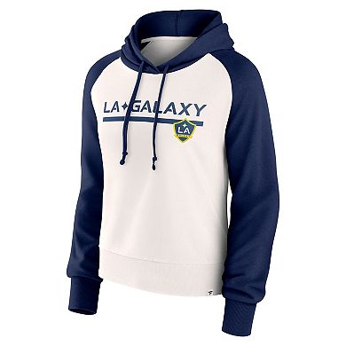 Women's Fanatics Branded White LA Galaxy Free Kick Fleece Raglan Pullover Hoodie