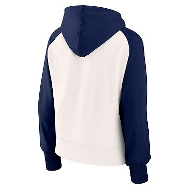 Women's Fanatics Branded White LA Galaxy Free Kick Fleece Raglan Pullover Hoodie