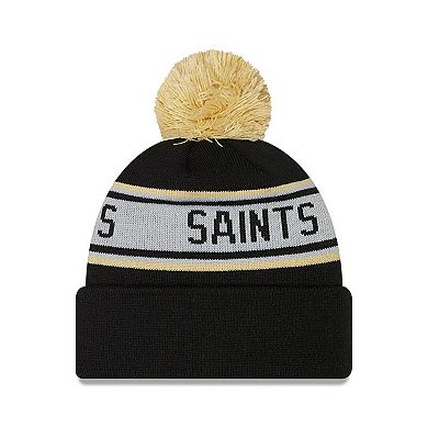 Preschool New Era Black New Orleans Saints Repeat Cuffed Knit Hat with Pom