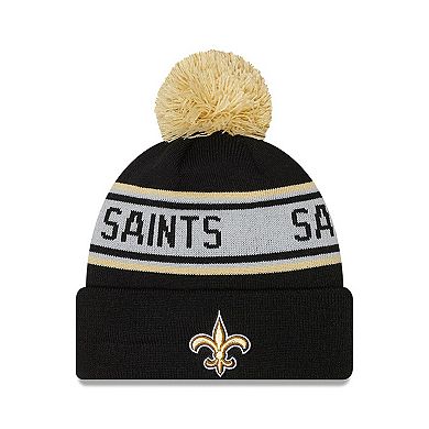 Preschool New Era Black New Orleans Saints Repeat Cuffed Knit Hat with Pom