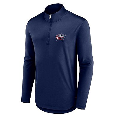 Men's Fanatics Branded Navy Columbus Blue Jackets Tough Minded Quarter-Zip Top