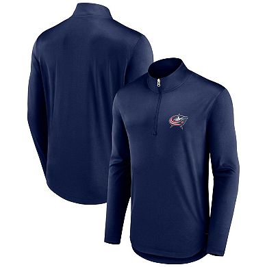 Men's Fanatics Branded Navy Columbus Blue Jackets Tough Minded Quarter-Zip Top