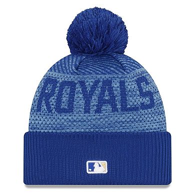 Men's New Era Royal Kansas City Royals Authentic Collection Sport Cuffed Knit Hat with Pom