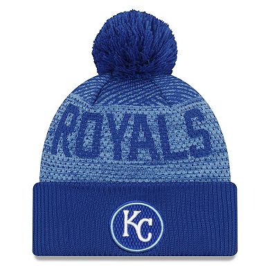 Men's New Era Royal Kansas City Royals Authentic Collection Sport Cuffed Knit Hat with Pom