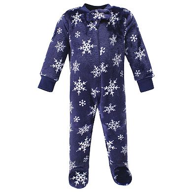 Hudson Baby Unisex Baby Plush Sleep and Play, Navy Snowflake