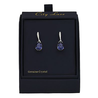 City Luxe Purple Crystal Oval Drop Earrings