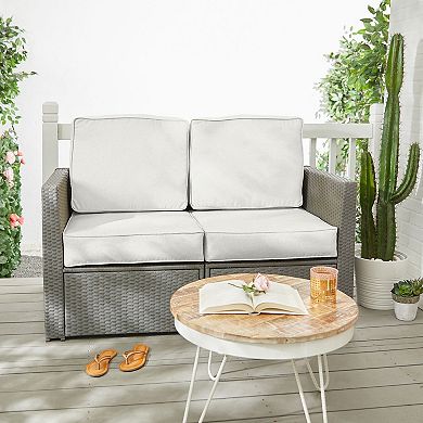 Sorra Home Indoor Outdoor 25 in. x 25 in. Deep Seating Loveseat Cushion Set