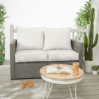 Sorra Home Indoor Outdoor 23 in. x 23.5 in. Deep Seating Loveseat Pillow and Cushion Set