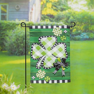 Evergreen Enterprises Check Clover Applique Garden Flag