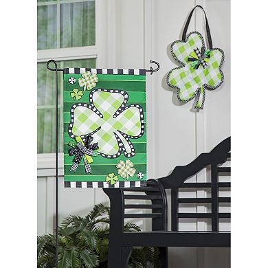 Evergreen Enterprises Check Clover Applique Garden Flag