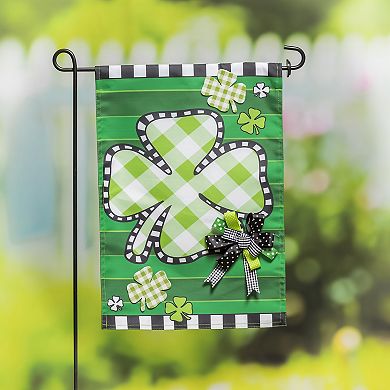 Evergreen Enterprises Check Clover Applique Garden Flag