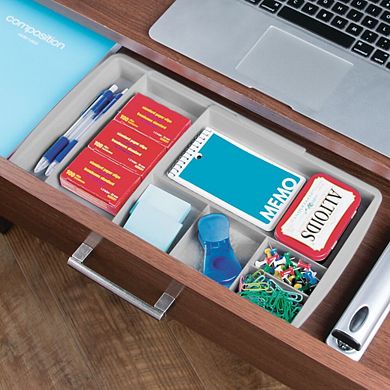 mDesign Expandable Divided Office Desk Drawer Organizer Tray