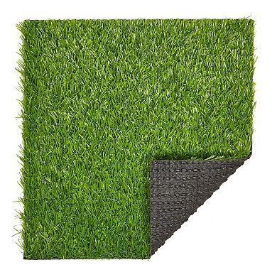 4 Pack Artificial Grass Mat Squares, 12x12 in Fake Turf Tiles for Balcony and Patio Decor, Placemats and DIY Crafts