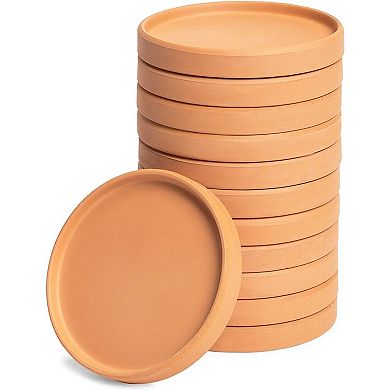 12 Pack Small Terracotta Saucers for Flowers, Round Pot Drip Trays for Indoor, Outdoor Plants (4.5 In)