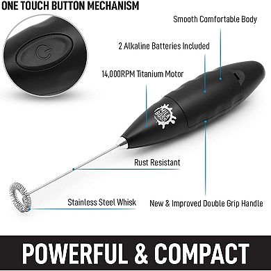 Zulay Kitchen Double Grip Milk Frother With Batteries Included