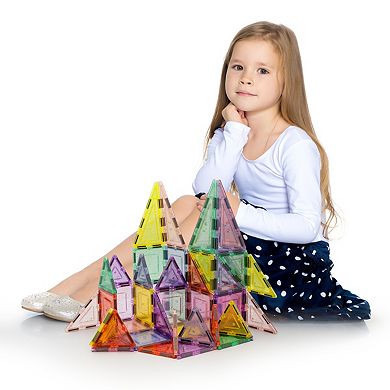 PicassoTiles 48 Pcs Glitter Magnetic Tiles Building Set