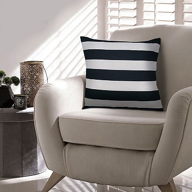 20 x 20 Modern Square Cotton Accent Throw Pillow, Classic Block Stripes, Black, White