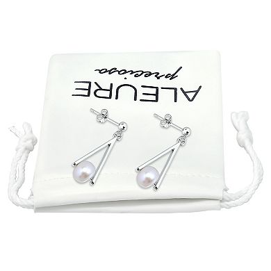 Aleure Precioso Sterling Silver & Freshwater Cultured Pearl Triangle Drop Earrings
