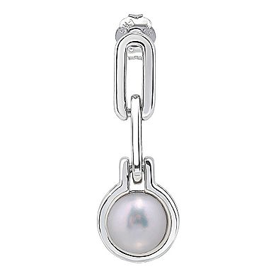 Aleure Precioso Sterling Silver Freshwater Cultured Pearl Doorknocker Drop Earrings