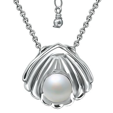 Aleure Precioso Sterling Silver Clam Shell & Freshwater Cultured Pearl Pendant Necklace