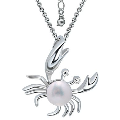 Aleure Precioso Sterling Silver Crab & Freshwater Cultured Pearl Pendant Necklace